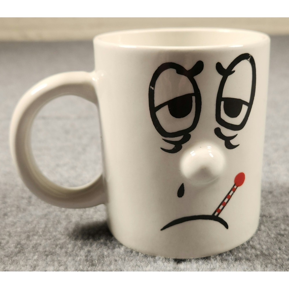 Sweet Expressions Mug 3D Sick Face White Ceramic Relief Thermometer Novelty Cup